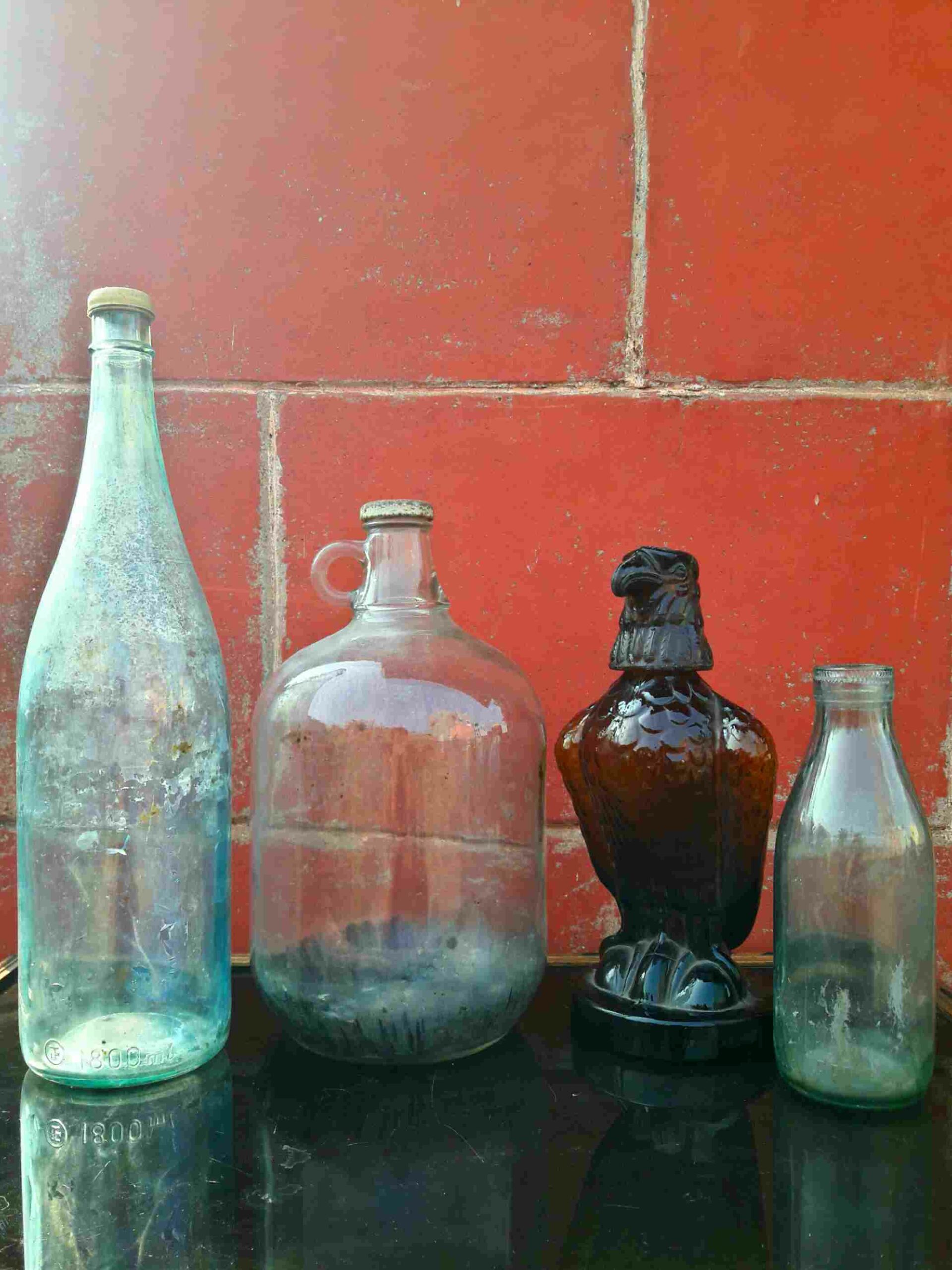 Vintage glass bottles from pre-Independent era