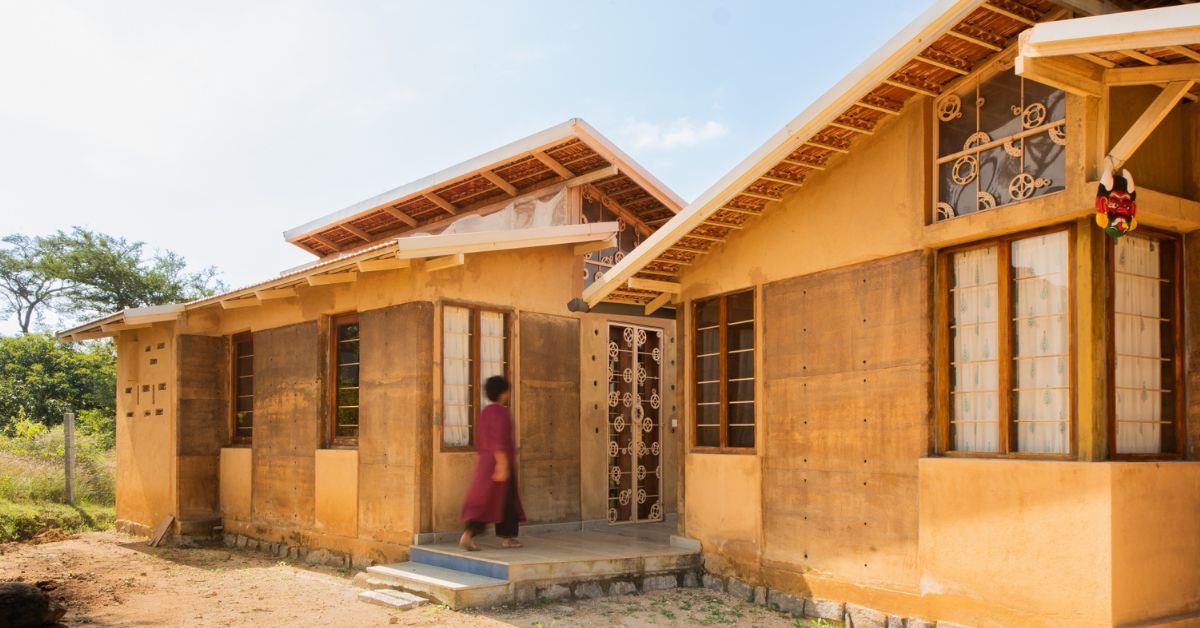 farmhouse near bengaluru where rammed earth and mud have been used