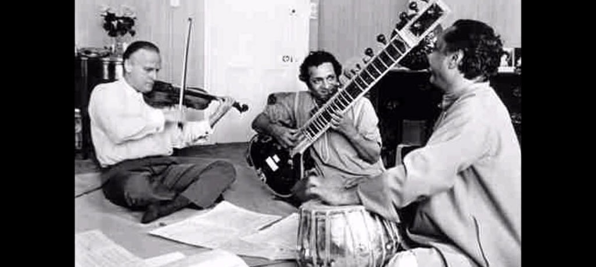 Ravi Shankar And Yehudi Menuhin perform together for an album which won the Grammy Award