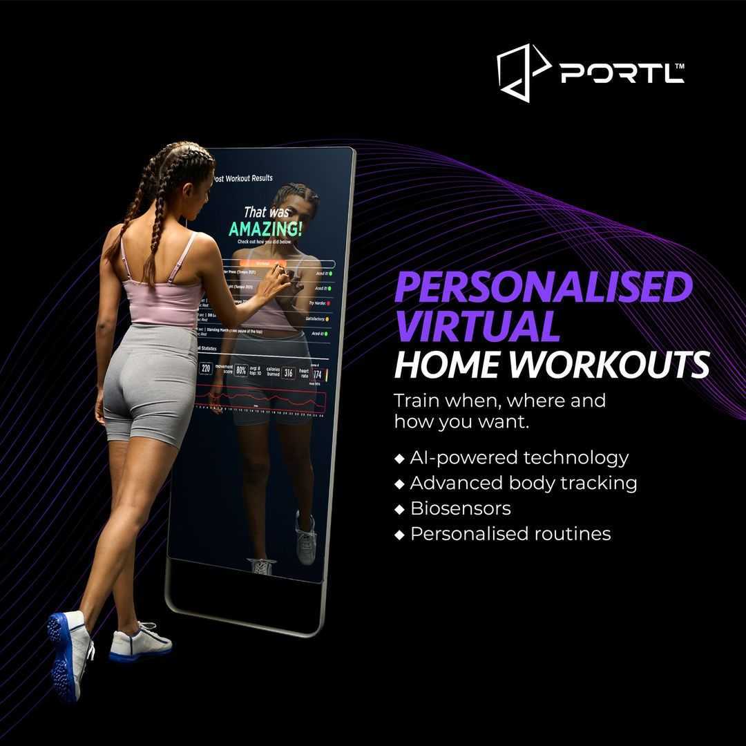The AI powered smart mirror enables users to access personalised workouts and fitness plans