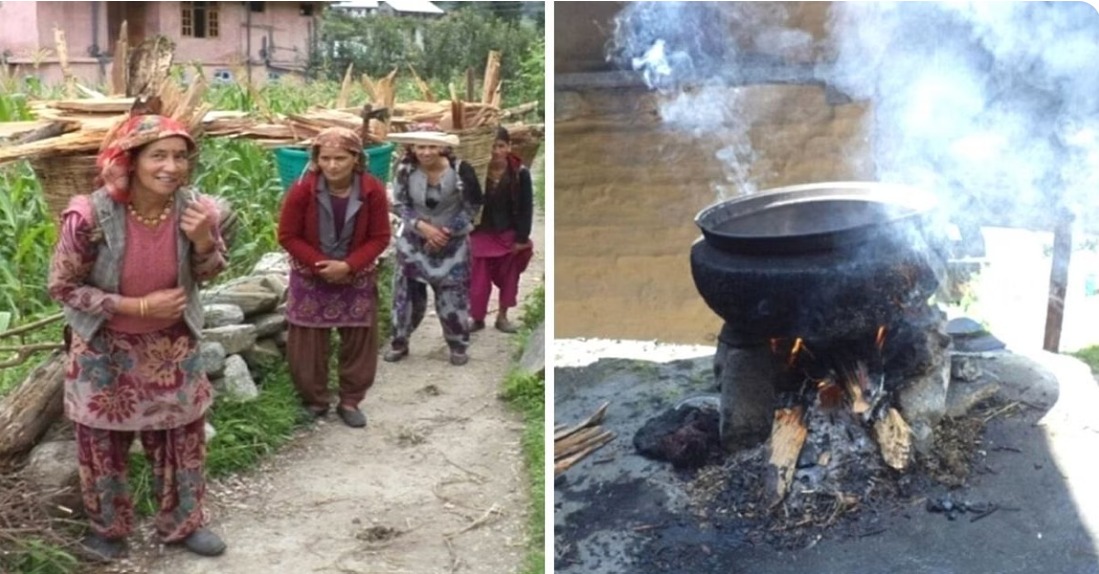 Perempuan di daerah terpencil Himachal sebelumnya sering berjalan ke hutan untuk mengumpulkan kayu bakar untuk memanaskan air di cuaca yang sangat dingin.
