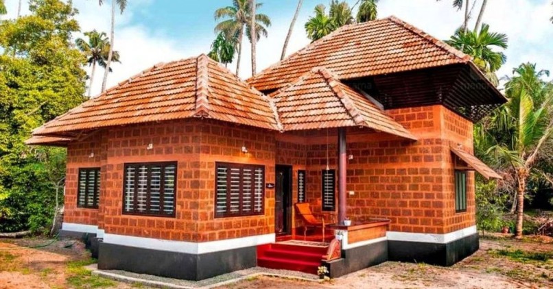 Kerala Teacher Builds Home With Reused Roof Tiles Red Oxide Floors