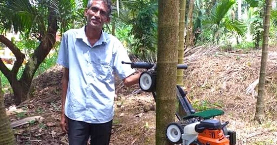 Mangaluru farmer Ganapathi Bhat has innovated an easy-to-use ’tree scooter ’that helps reduce dependence on labourers and helps farmers harvest 300 areca palms in a day, thrice the amount harvested using traditional methods.