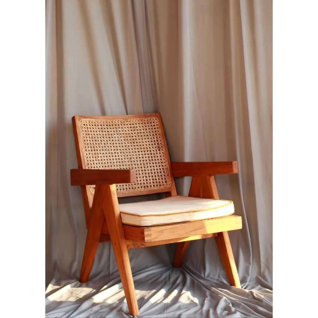 The chairs were simplistic in their design, made of cane and teak and upholstered sometimes