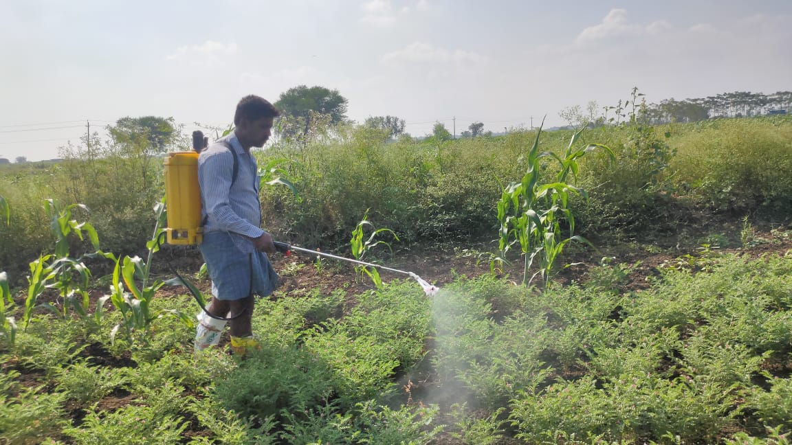 Farmer employing String Bio's bio-stimulants.