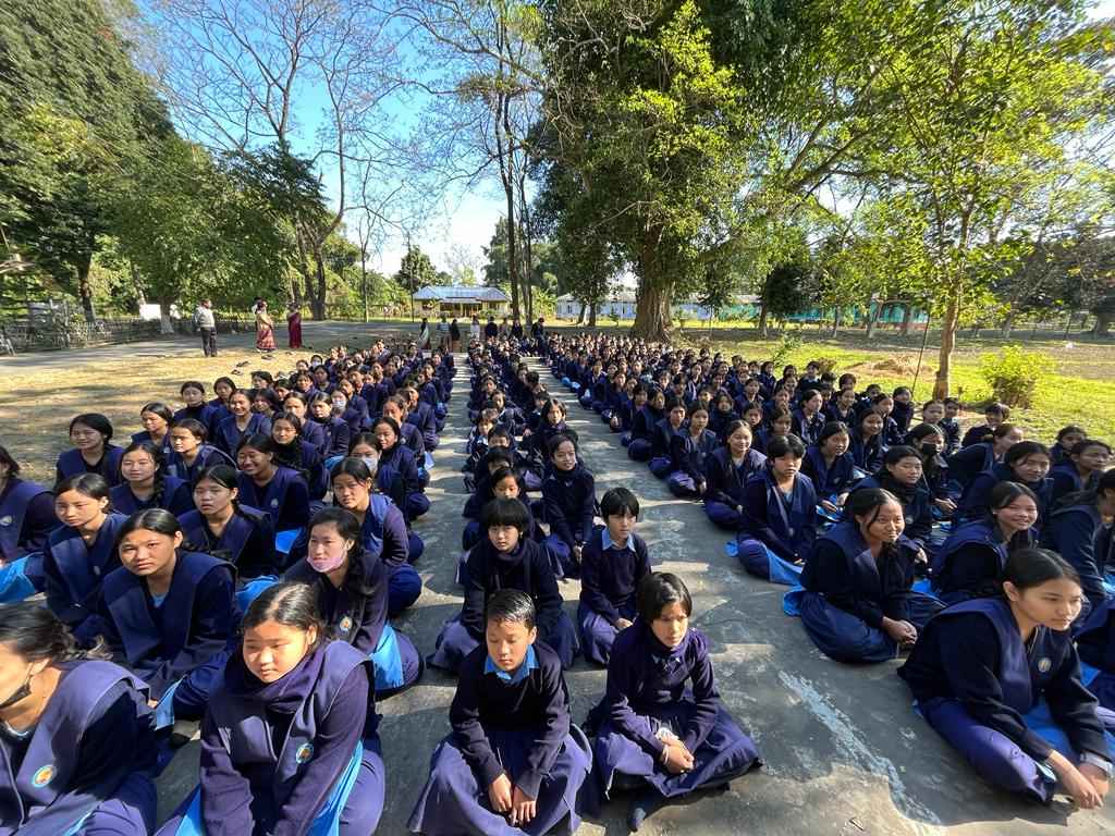 The assembly at Swami Vivekananda Kendra Vidyalaya at Sunpura on the Assam Arunachal Pradesh border