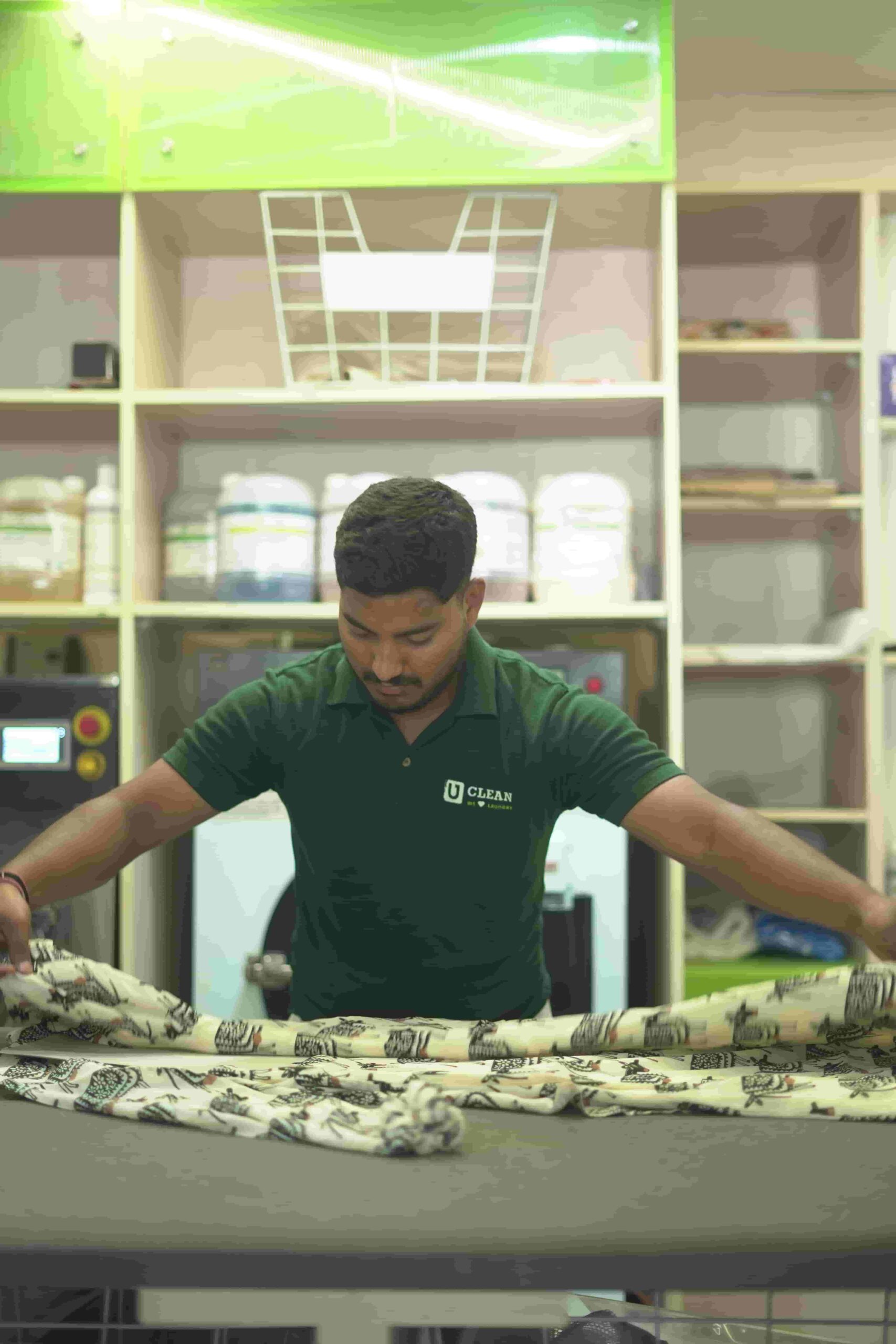 Laundry being processed at a Uclean Store