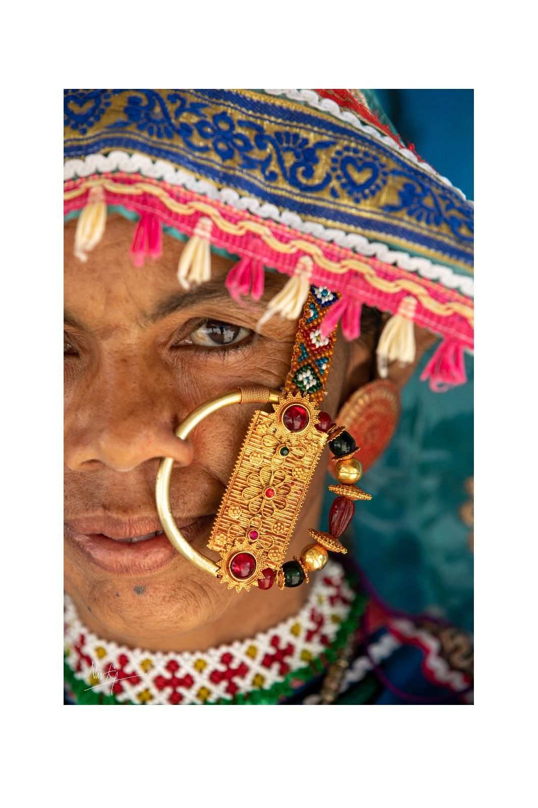 The women of the Meghwal tribe wear red, brown and black as a symbol of their ancestry, 