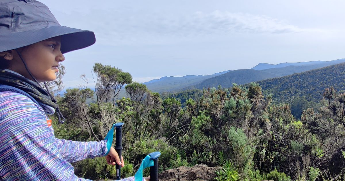 8 year old Aadya Bennur loves going on treks with her father 