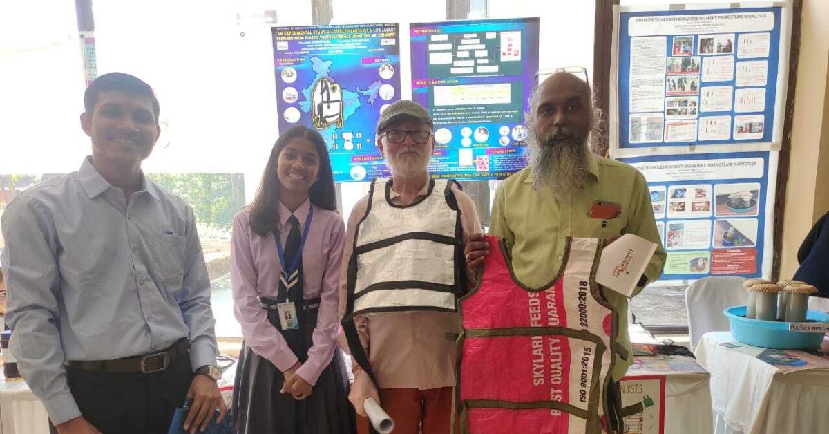 Anusweta, along with her friend, made life jackets using plastic bottle waste, and entered into a competition.