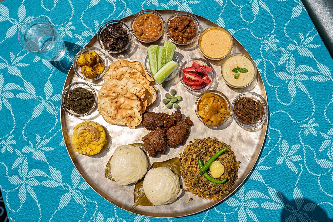 The food at Sunnymead includes a traditional Himachal feast which features both veg and meat delicacies