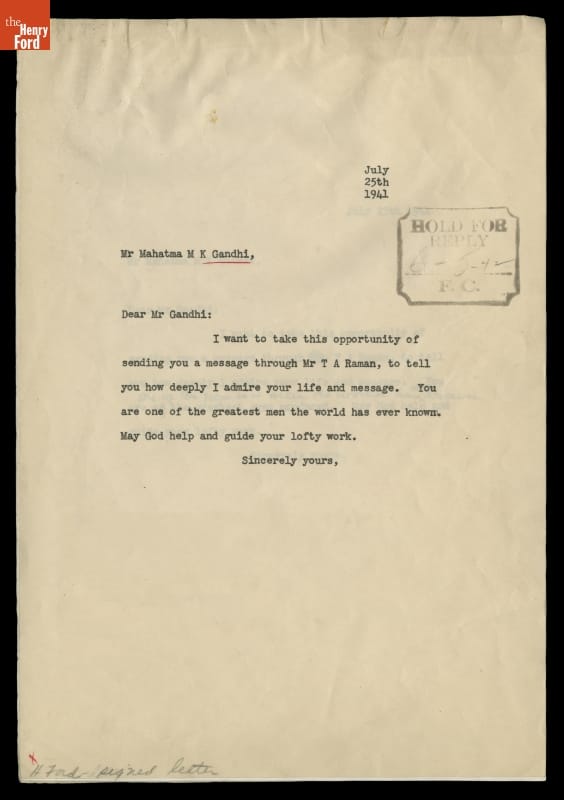 Henry Ford's letter to Gandhi