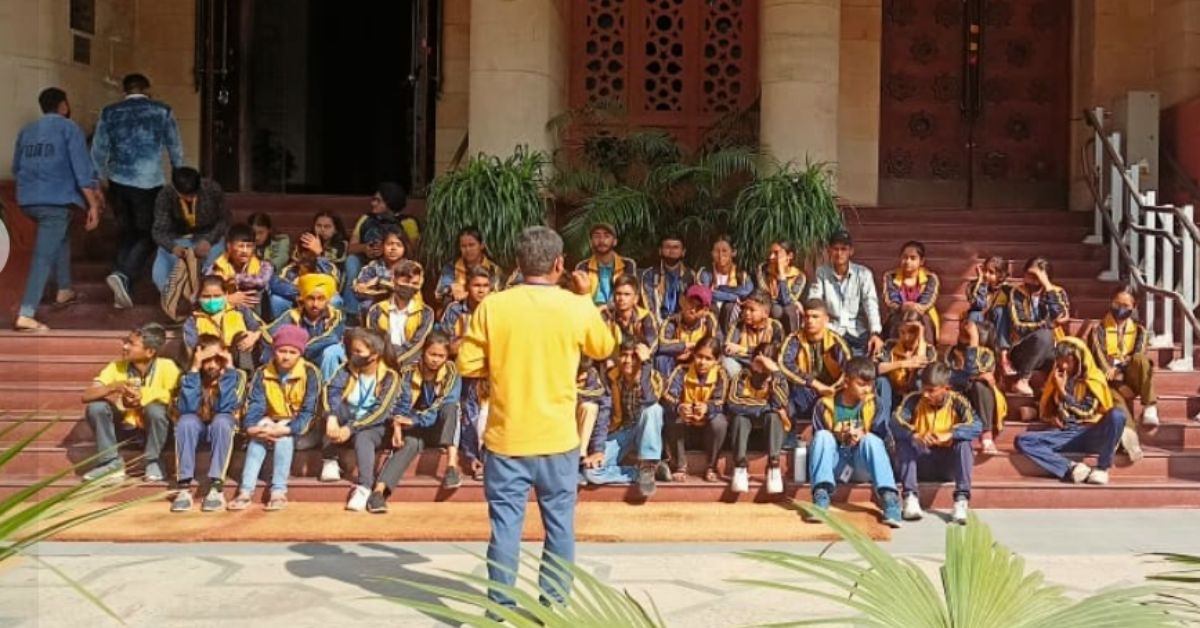 Kamlesh with his students.