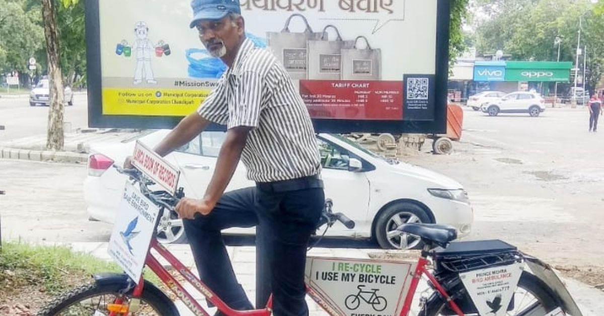 Manjit converted his bicycle into a ‘bird ambulance’.