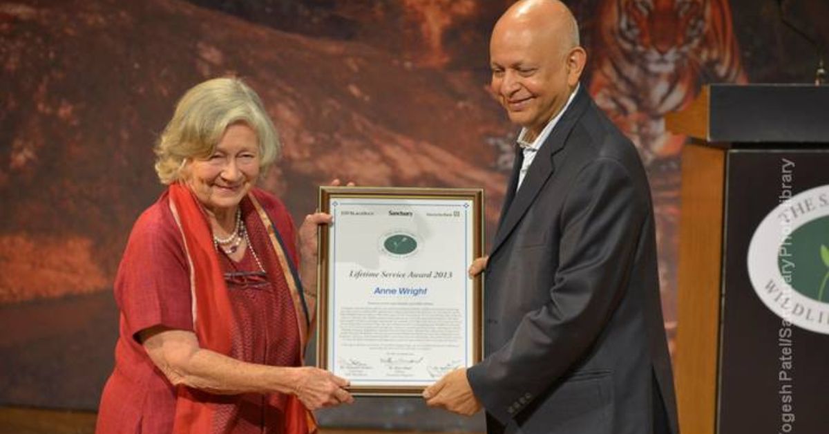 Late Anne Wright receiving an award