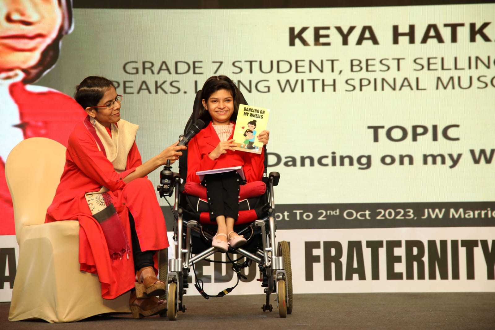 Keya frequently gives talks about her journey battling spinal muscular atrophy
