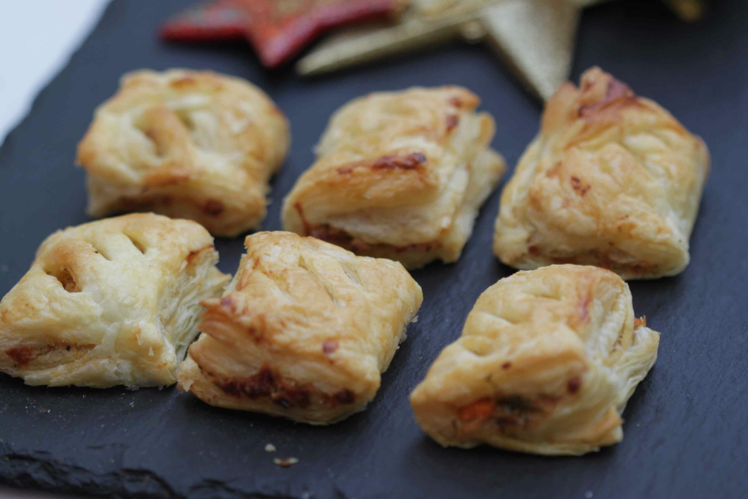 The veg puffs replace the meat with fresh herbs and vegetables and masalas