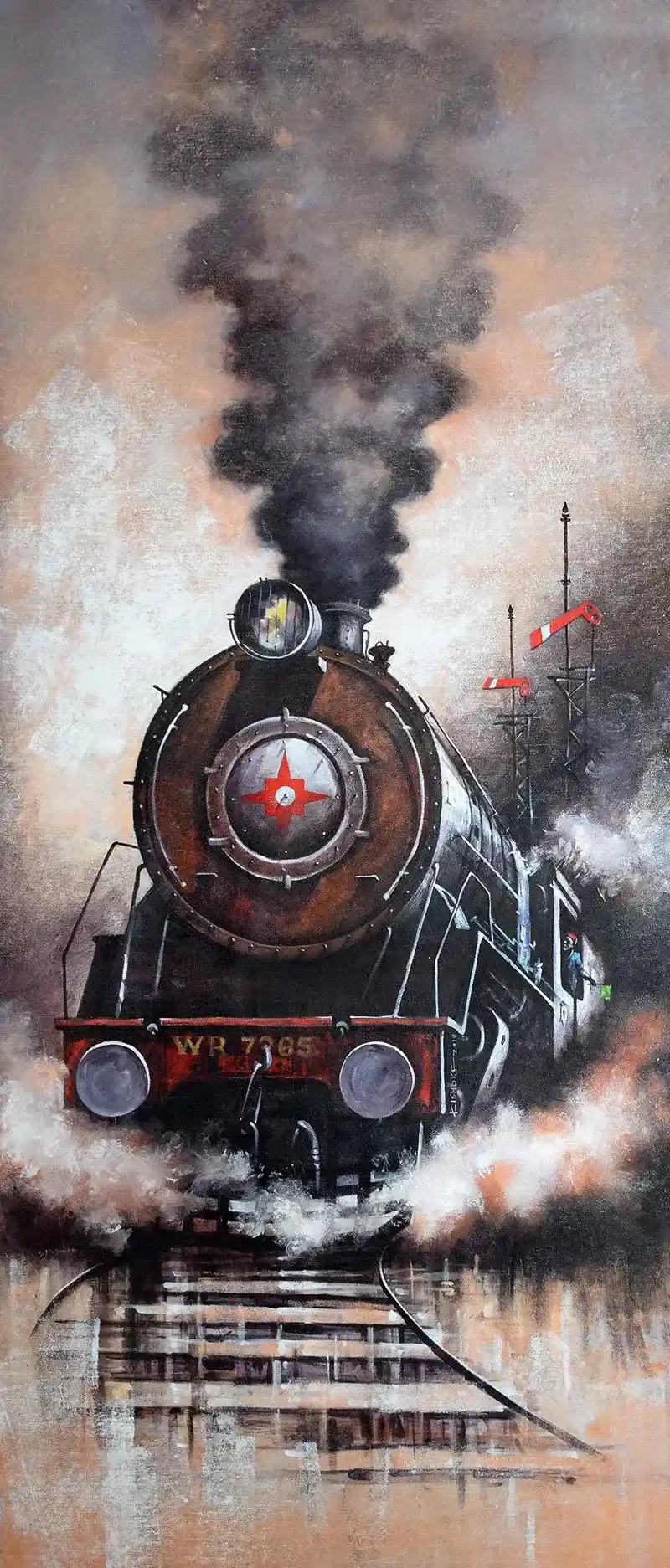 Kishore has detailed the various features of the locomotives in the paintings