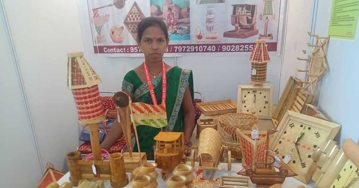 Namita Namdev selling bamboo products.