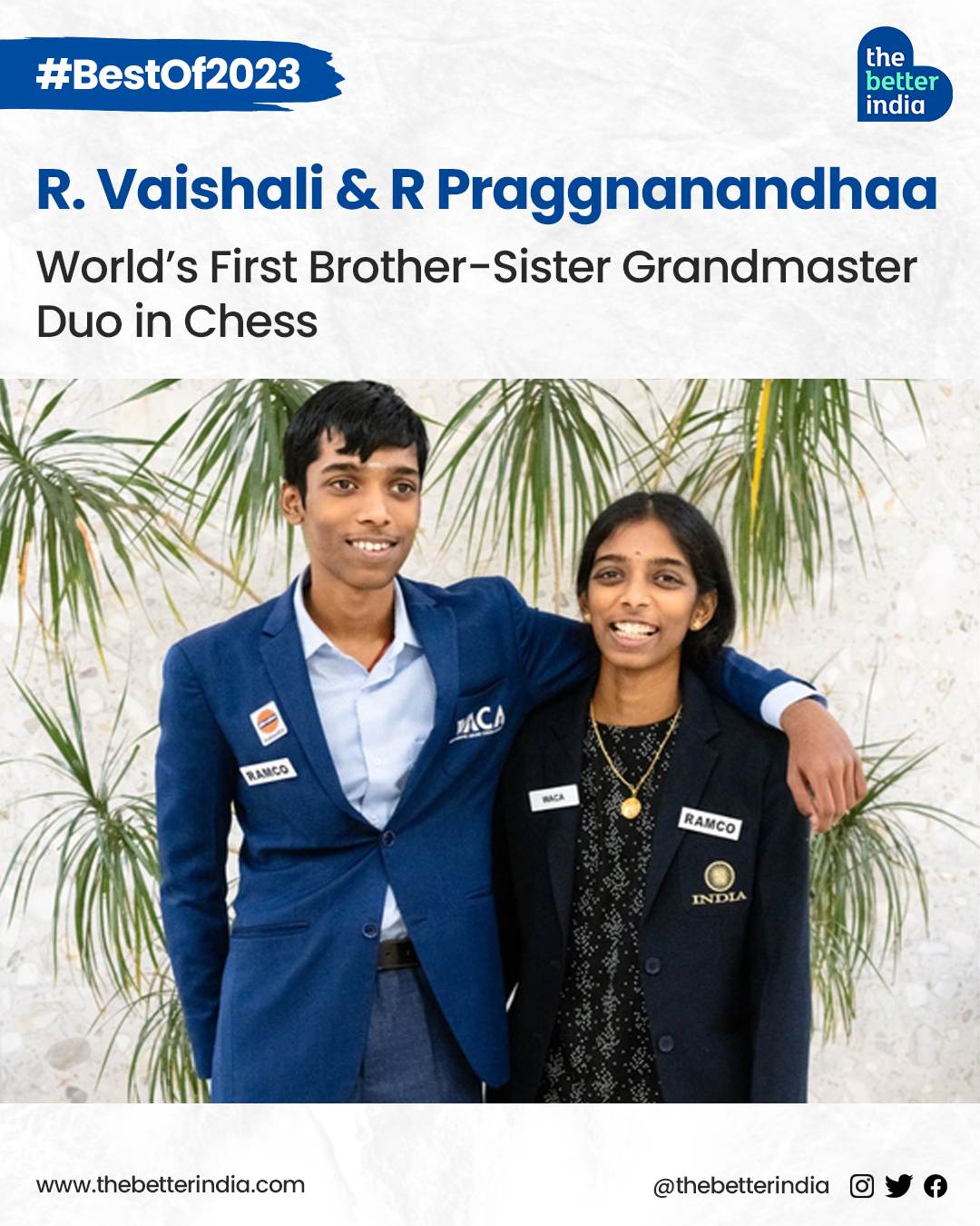 R Vaishali and R Praggnanandhaa are the first-ever sibling duo to become chess grandmasters