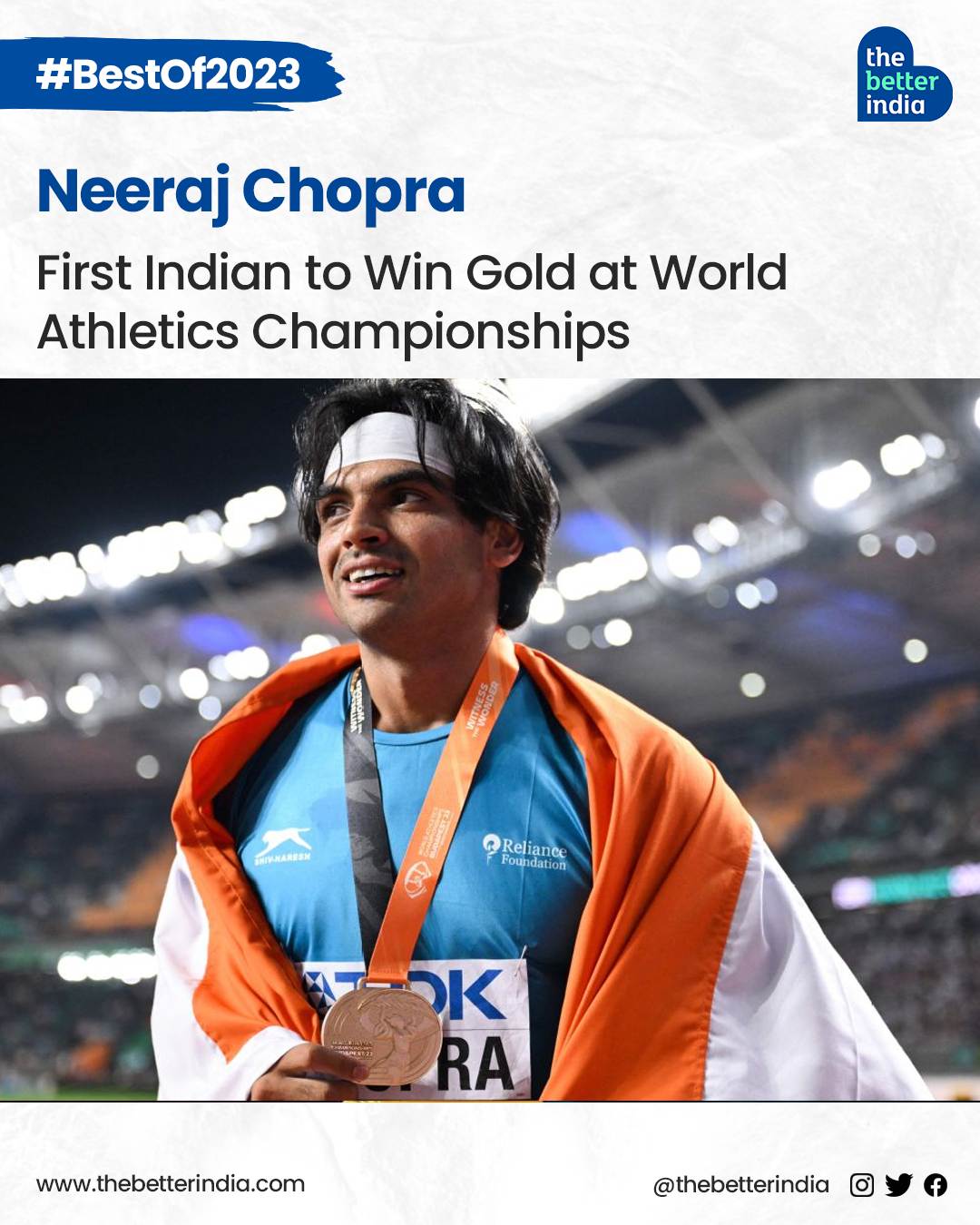 Neeraj Chopra es famoso por su éxito en los Juegos Olímpicos de Tokio 2020 y en el Campeonato Mundial de Atletismo.