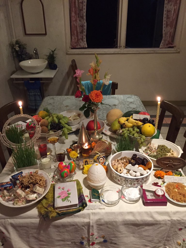 A traditional Nawrouz table with a feast
