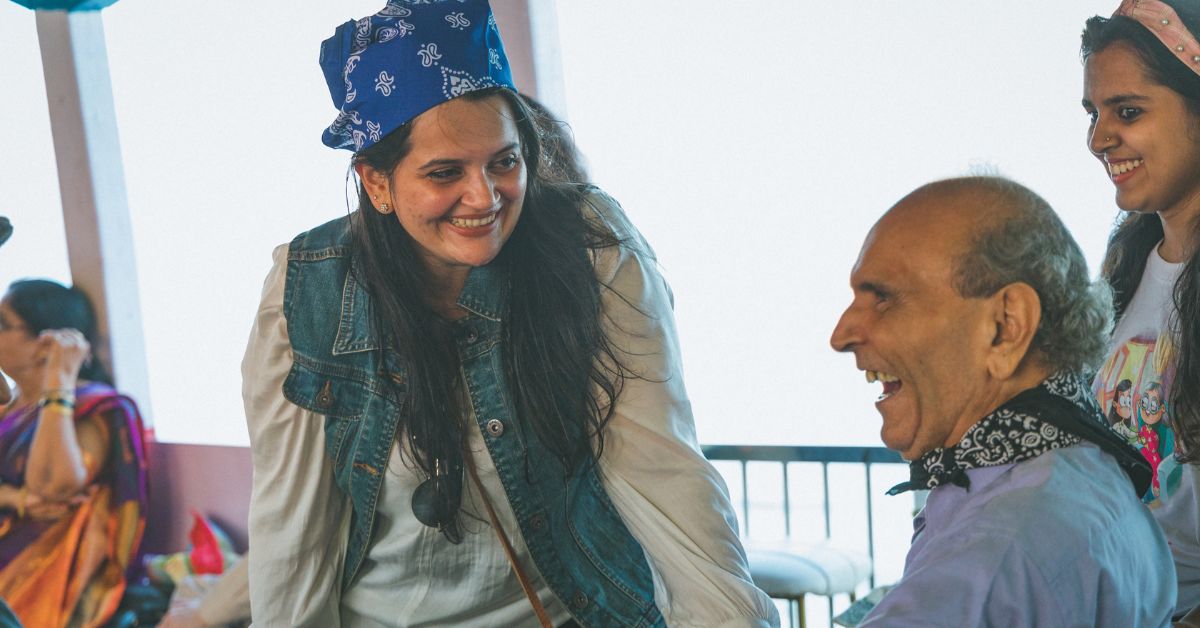 Gargi Sandu enjoys spending time with one of the grandpals part of the startup's community