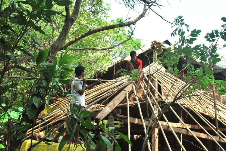 The cottages are constructed using bamboo, rice husk and straw