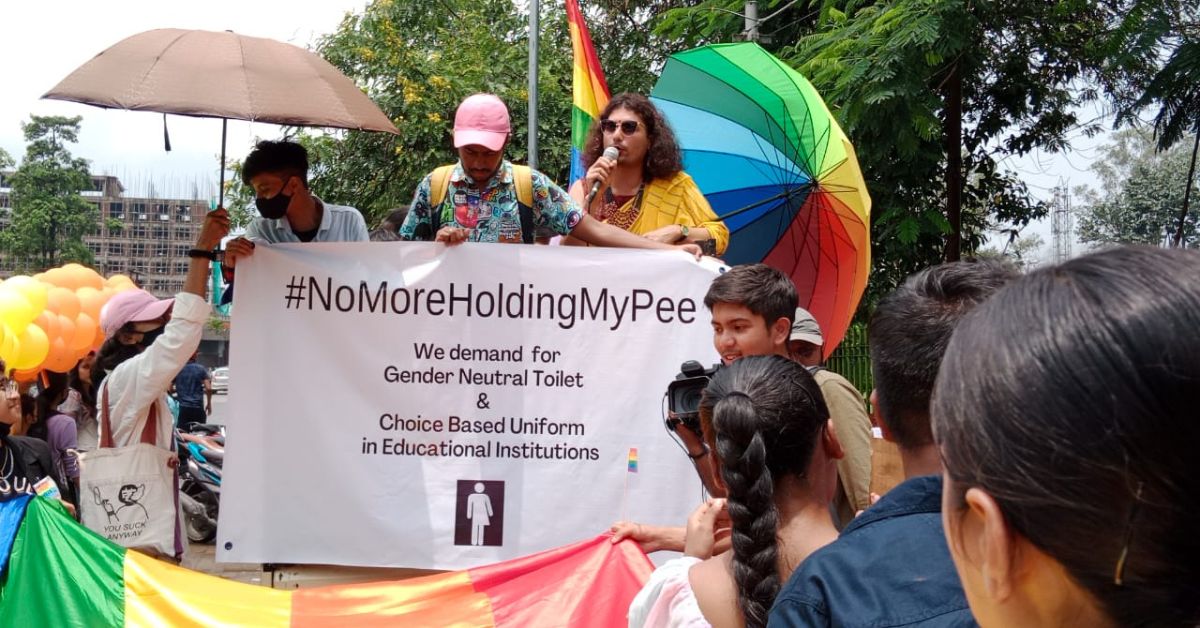 With her campaign #nomoreholdingmypee, she wants to bring gender-neutral washrooms to public and private colleges. 