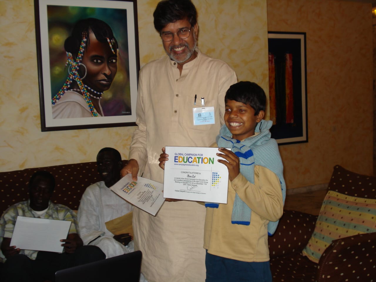 A six year old Amar Lal with Kailash Satyarthi