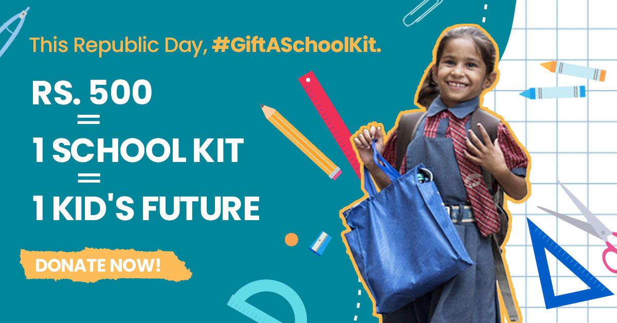 #GiftaSchoolKit: This Republic Day, Change a Child’s Future By Donating Just Rs 500