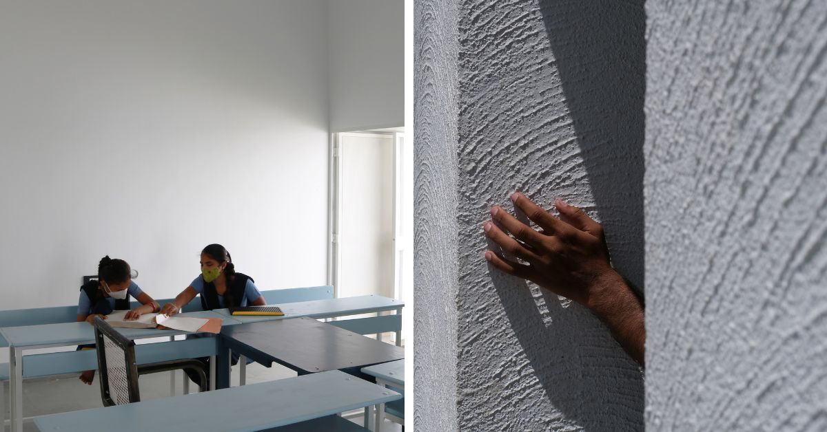 Hay cinco aulas especiales y siete aulas con patios individuales en la escuela.