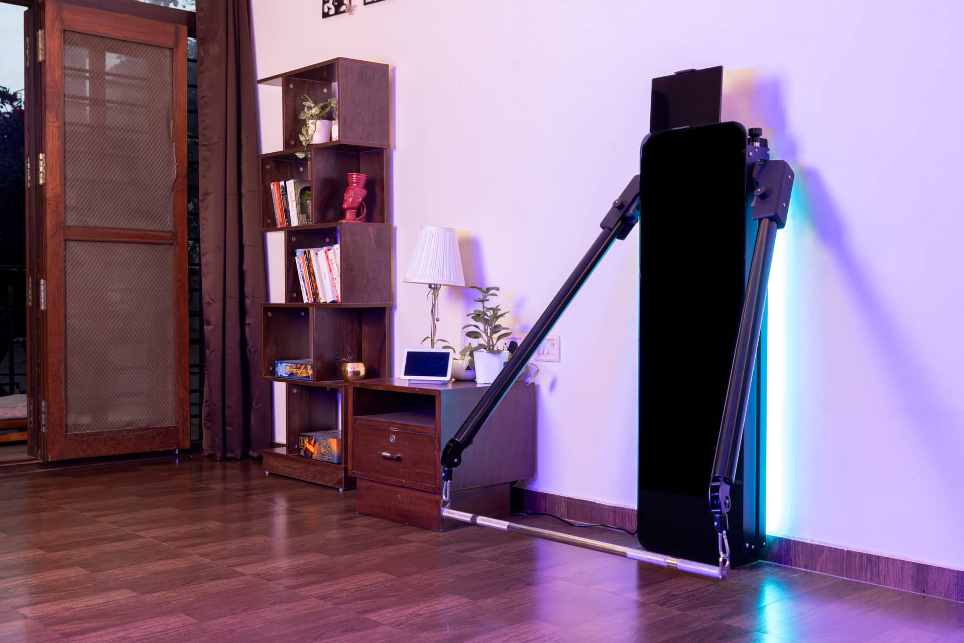 The device takes up 4 feet x 2 feet space, which is equivalent to a vertically wall-mounted 55 inch LED TV.
