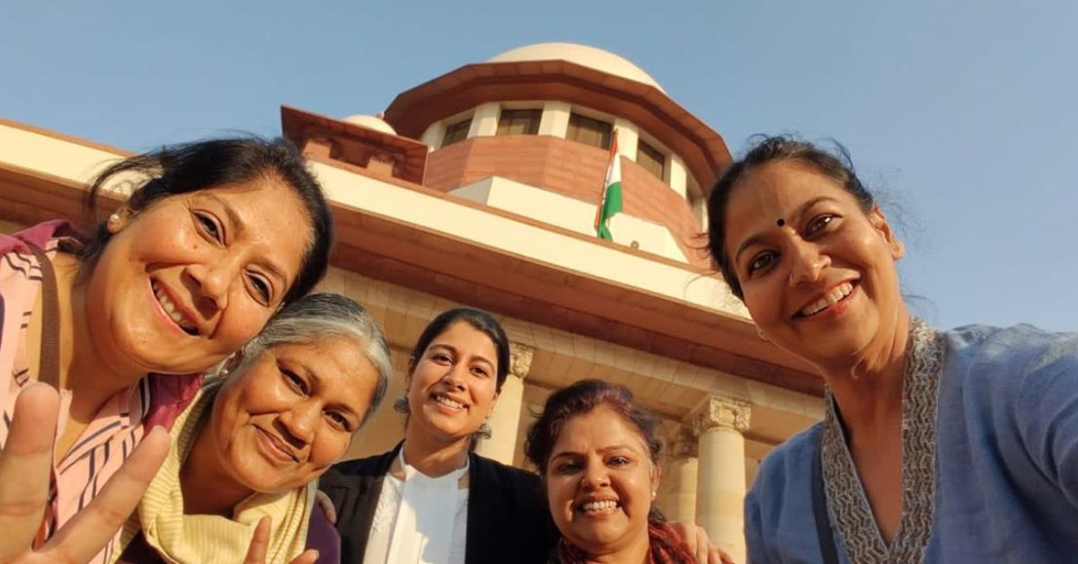 Garima [centre] fought for women’s rights along with a large team of lawyers. 