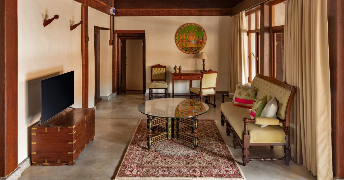 The furniture in the rooms at the Sawantwadi Hotel Palace is made by 'Sawantwadi Lacquerwares'