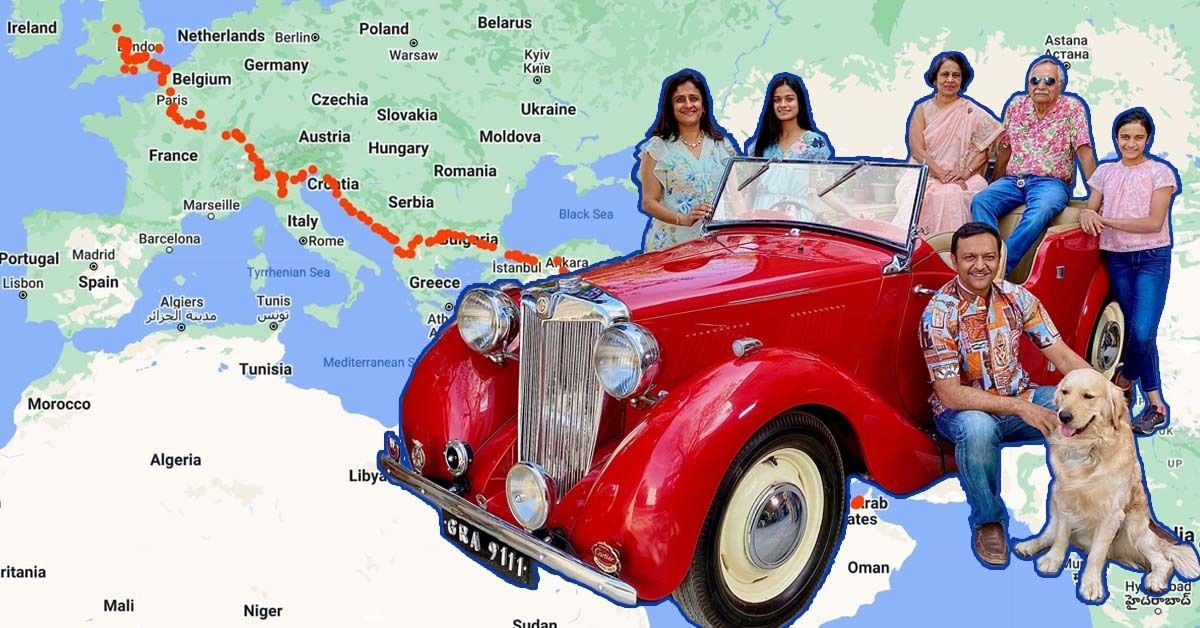 gujarati family drives vintage car from ahmedabad to london