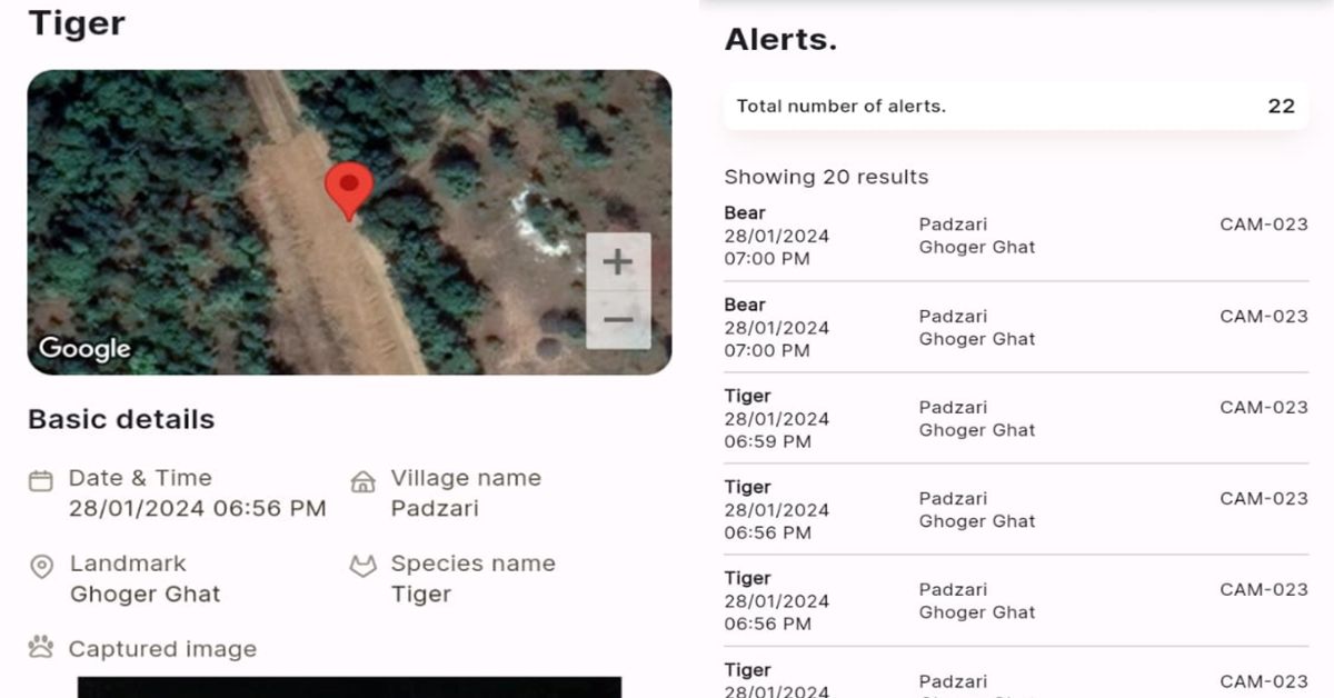 Alerts sent to forest authorities through Mobile App - Wildlife Eye