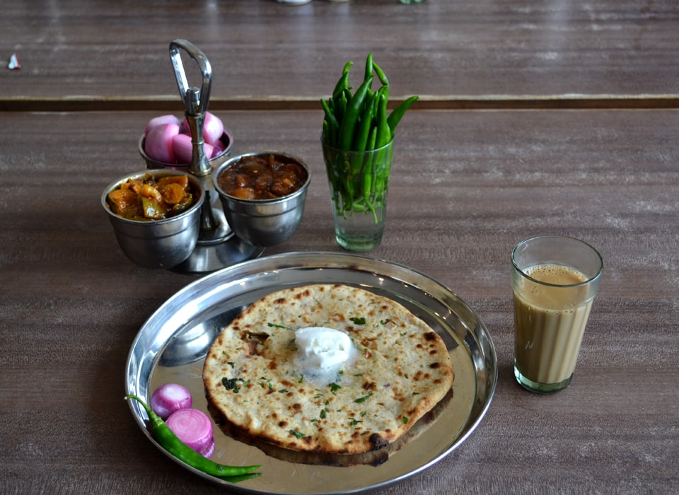 There are numerous varieties of parathas to choose from at Amrik Sukhdev