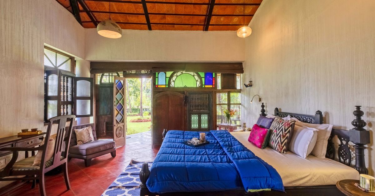 The rooms at Parijaat Goa homestay exude traditional architecture and cultural influences of Kerala heritage
