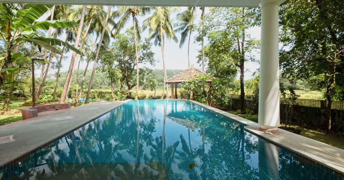 The swimming pool is a great place to relax and unwind under the canopy of coconut trees