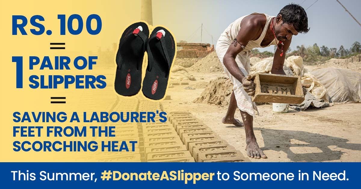 donate slippers to mirzapur workers
