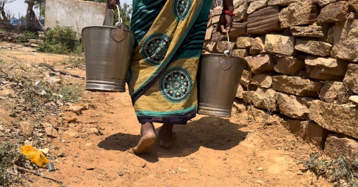 The women of the village have to walk for miles to fetch water in these drought-prone regions, adding to their woes