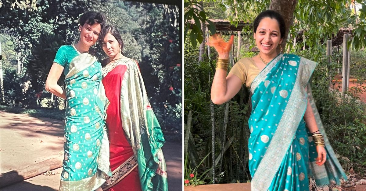 Poorvi usó el sari de 50 años de la amiga de su abuela como parte de su ajuar nupcial.