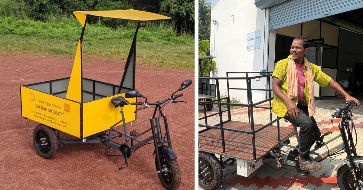 The tricycle runs fully on solar power. 