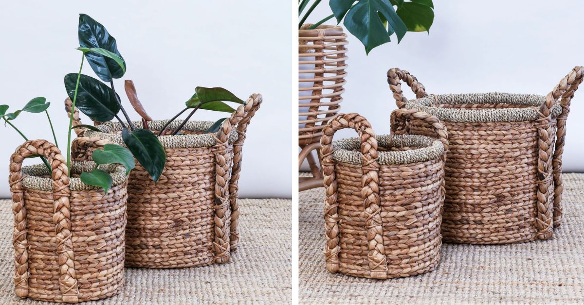 Ombak's range of products feature baskets made out of banana fibre,