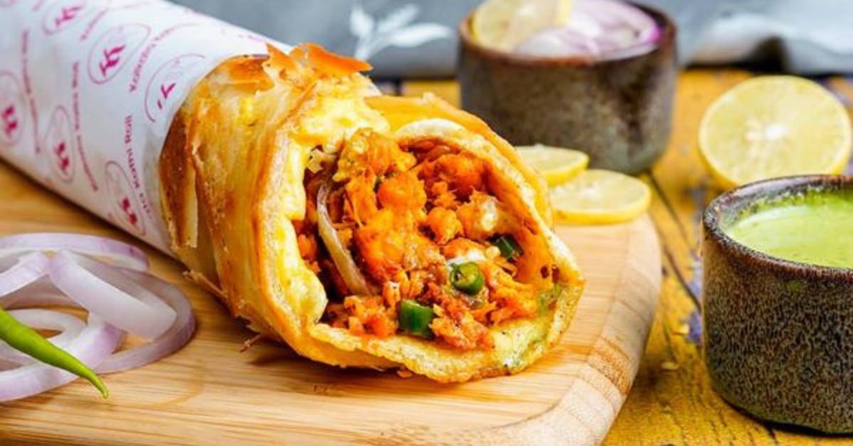The kathi roll is a popular snack eaten around India and it comes in many varieties, 