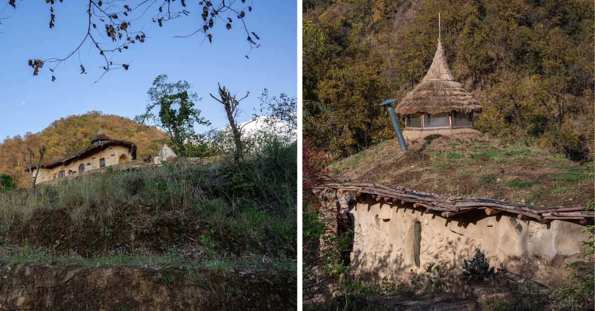 Tiny Farm Fort is built with cob which is a mixture of sand, clay, straw, soil and water, 