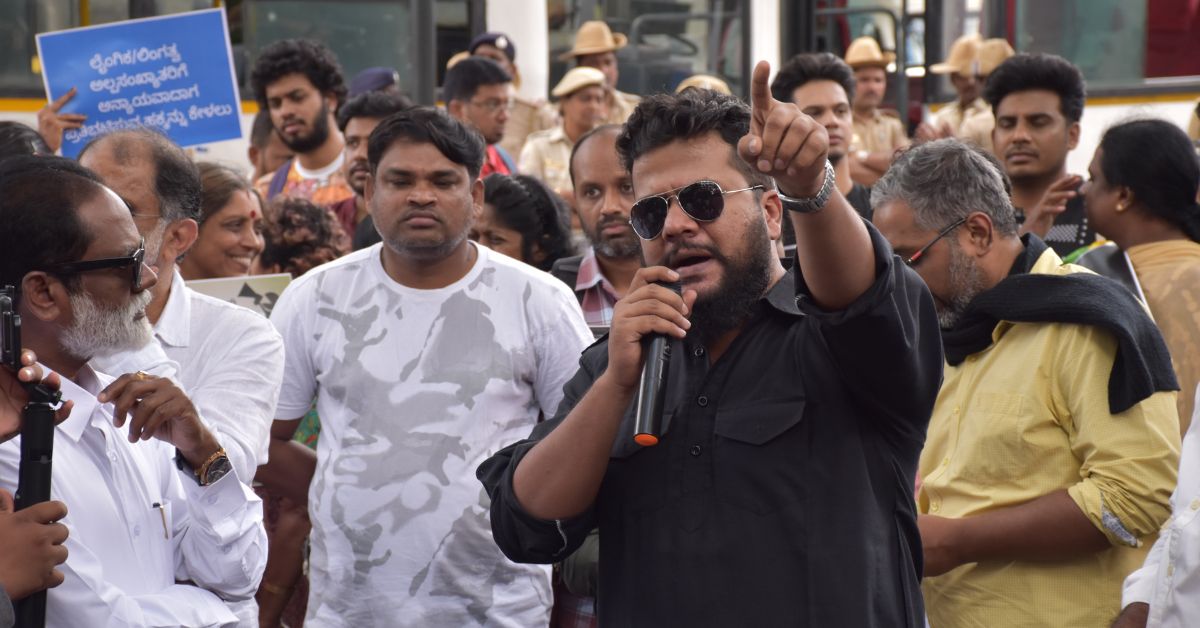 Dushyant at a protest