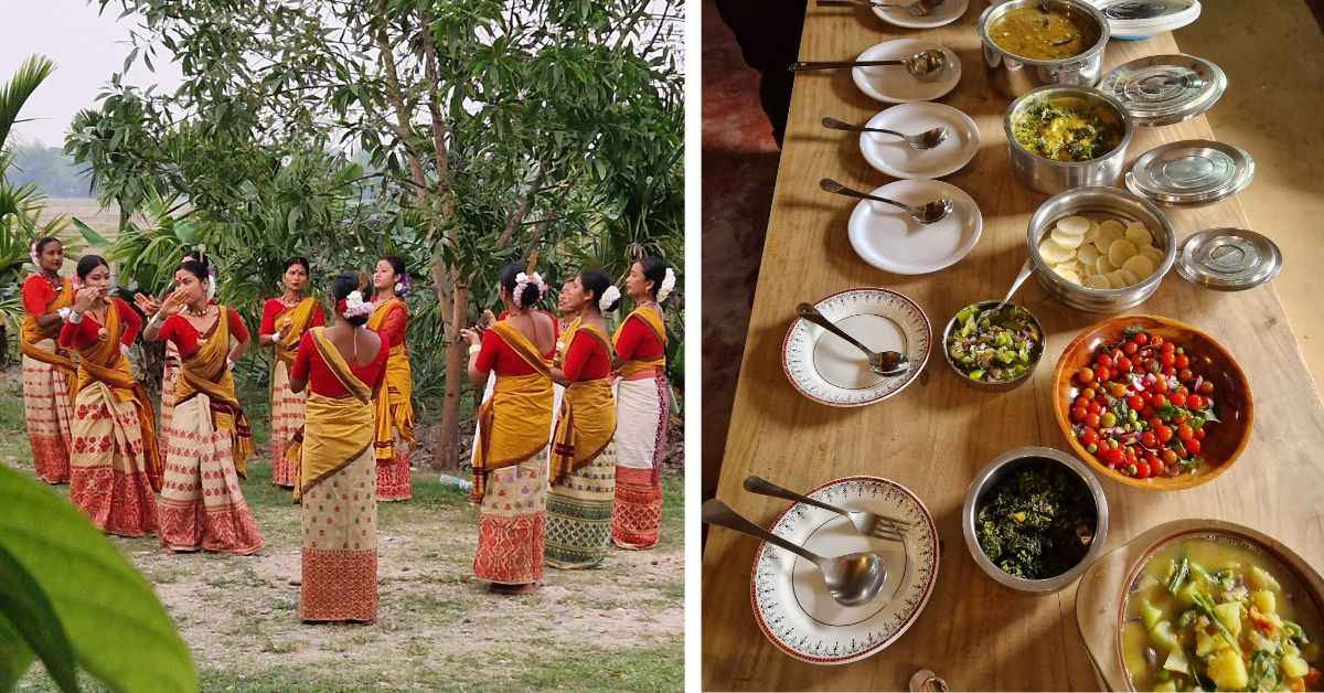 The Assamese culture is reflected through events at the homestay and the food