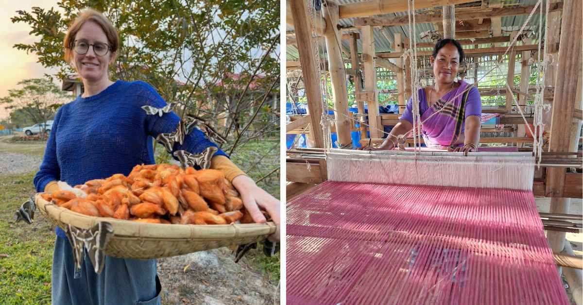 The weaving studio in Medini Homestay encourages the local artisans to earn through silk production and textile making.